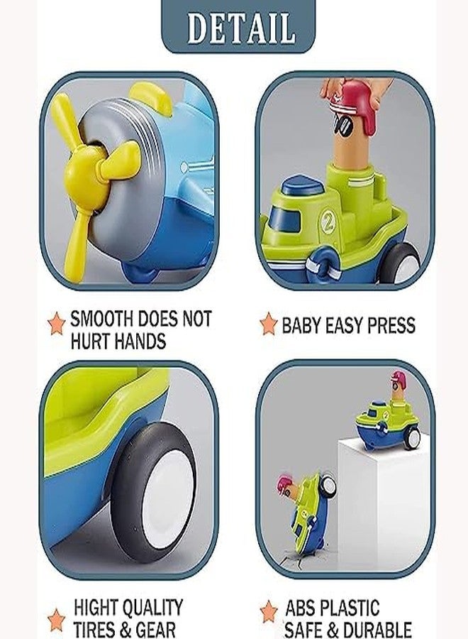 GoldiMec Pack of 4 (Including Car,Airplane,Boat,Train) Toy | Cars Push and Go Play Set | Friction Powered Car | Transport Tools | Gifts for Babies Toddlers Kids Boys Girls - Image 3